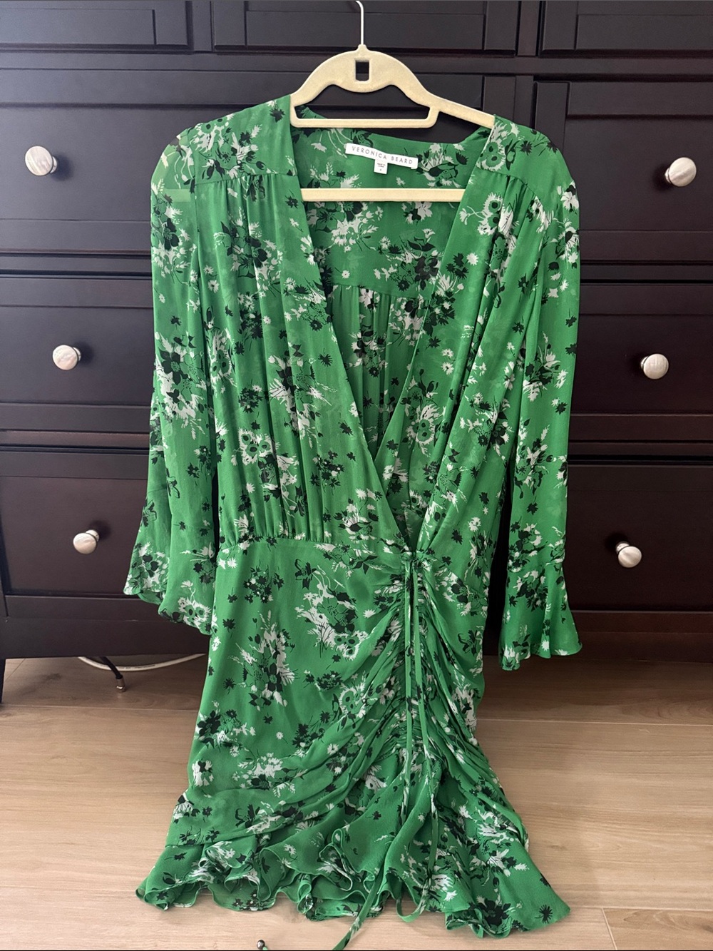 Veronica Beard Emerald Green Floral Wrap Dress size 4